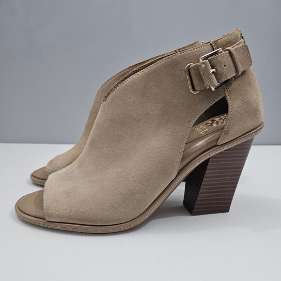 Vince Camuto Fareena Ankle Bootie Womens 11 Tan Leather Peep Toe Block Heel NEW - Picture 15 of 15